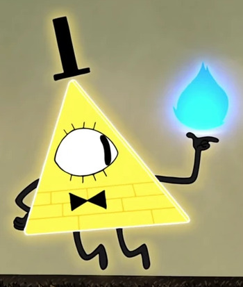 Screenshot of Bill Cipher from the Gravity Falls episode "The Last Mabelcorn"