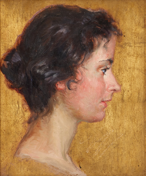 pintoras:Fanny Brate (Swedish, 1862 - 1940): Portrait of Astrid Brate (1910) (via Stockholms Auktion
