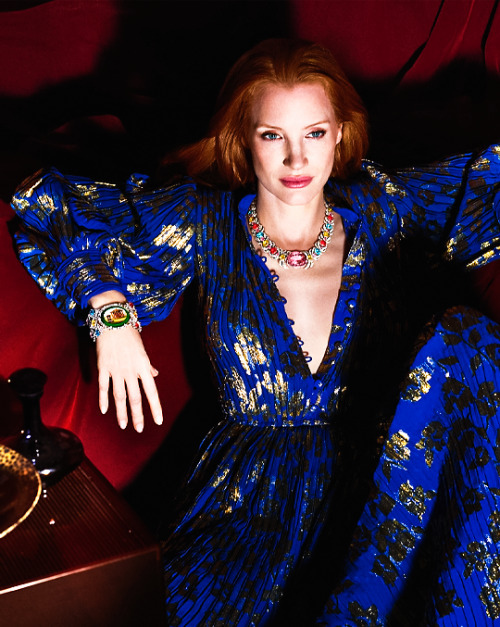 userethereal:JESSICA CHASTAIN Mert &amp; Marcus ph. in Gucci’s Hortus Deliciarum High Jewe