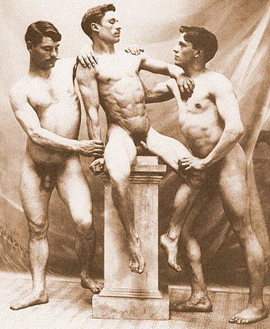 antique-erotic:  ggwookie:  Muscular trio, photographed around 1900. Source: antique-erotic,