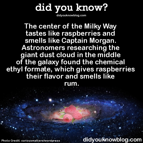 did-you-kno:The center of the Milky Way tastes like raspberries and smells like Captain Morgan. Astr