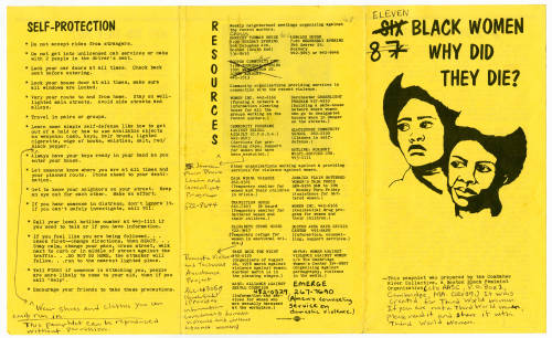 Combahee River Collective pamphlet, “Eleven Black Women: Why Did They Die?” (1979). Part of the Barb