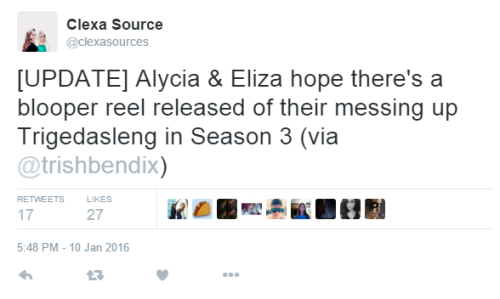clexasource:Clexa and Alycia/Eliza interactions at the TCA’s