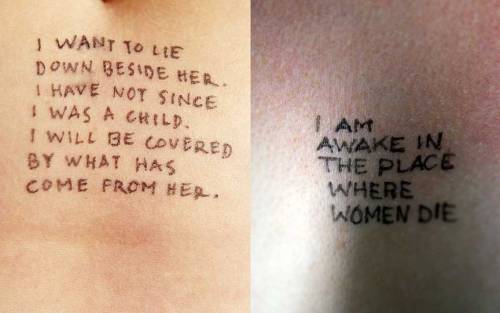 nyctaeus:Jenny Holzer, ‘Lustmord’, Photographs of handwriting in ink on skin, 