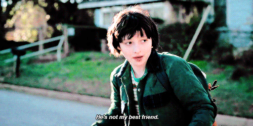 mike-wheeler:  “The scene when mike told Dustin he was he was his best friend too