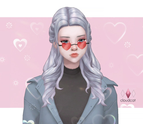 cloudcat:Juniper Hair + Heart-shaped GlassesNew hairstyle + accessory hair strands BGCFor tf-efAll 2