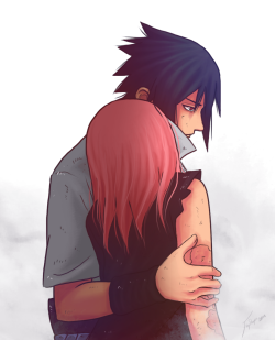 nataly-leyton:  manage to draw something from 3 to 5 AM…Im so sleepy but I had to draw something for all of us guys…today was amazing. and Im still fangirling like crazy over that chapter…OMG!!!! so many feels… SASUSAKU GROUP HUG!  I did this