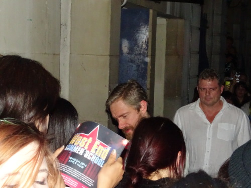 rox712:Martin at the Stage Door of Richard III on August 6th. Lots of people and it was very dark, b