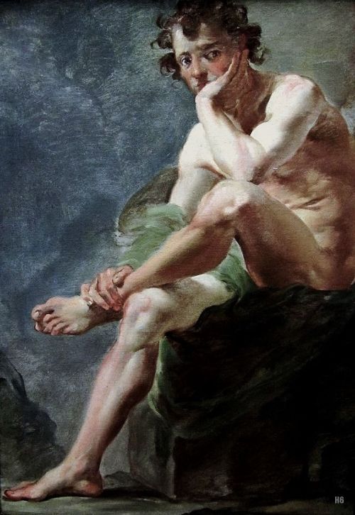 samuelpuntog:  hadrian6:  Seated Male Nude. 1775-90. Gaetano Gandolfi. Italian 1734-1802. oil/paper. http://hadrian6.tumblr.com  Follow  All the President’s men  for more                               > NSFW < 