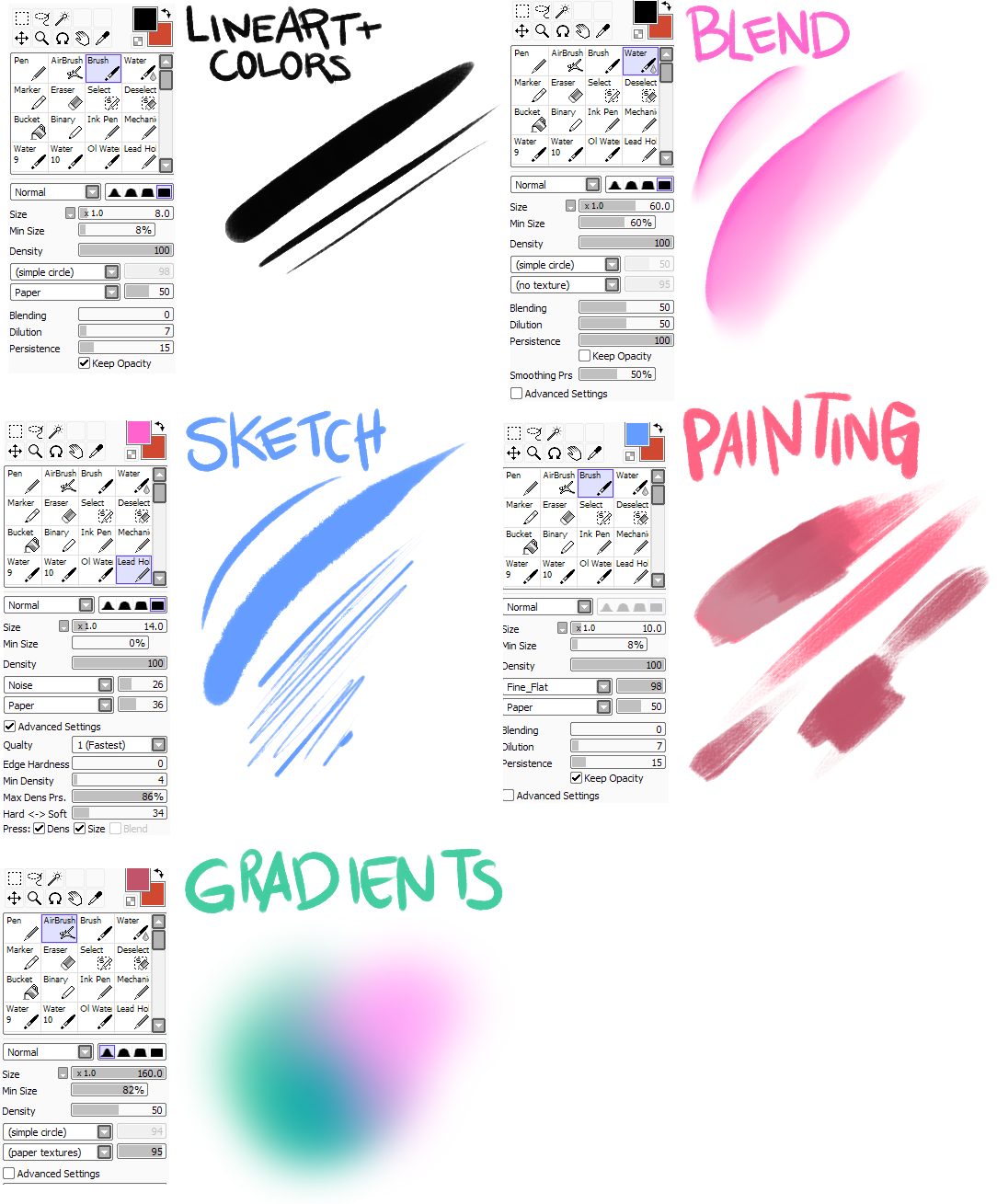 raspbeary:since a lot of people ask me, these are my current brushes! these 5 are