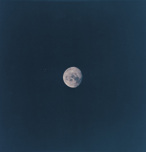 View of the earth and the moon from Apollo 13, 1970. Vintage chromogenic print on Kodak paper. Photo