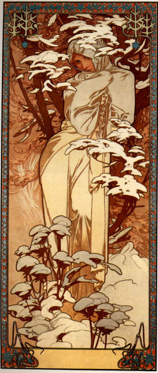 now-winter-comes-slowly:Alphonse Mucha produced some stunning art themed around the seasons; look he