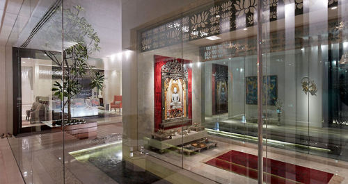 Jain household shrine in a modern house.