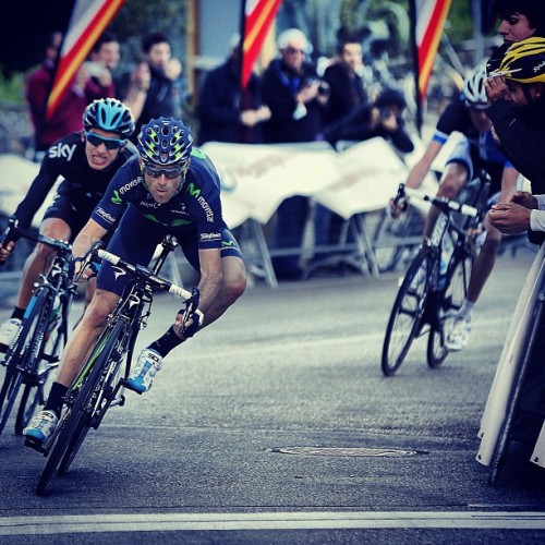 getonyourbikes:  fabbricadellabici:   movistar_teaminstagram.com  First win of the season for Valverde.  YES!!!