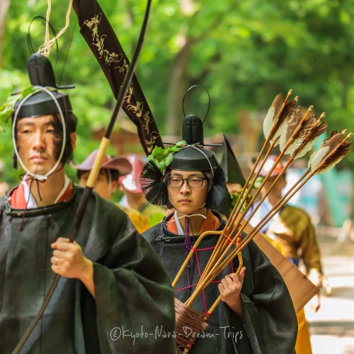 Various pictures of the participants of the annual “Yabusame Matsuri” at Shimogamo jinja in Kyoto Ci