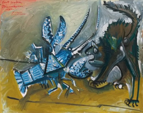 Pablo Picasso - Lobster And Cat, 1965. Oil on canvas