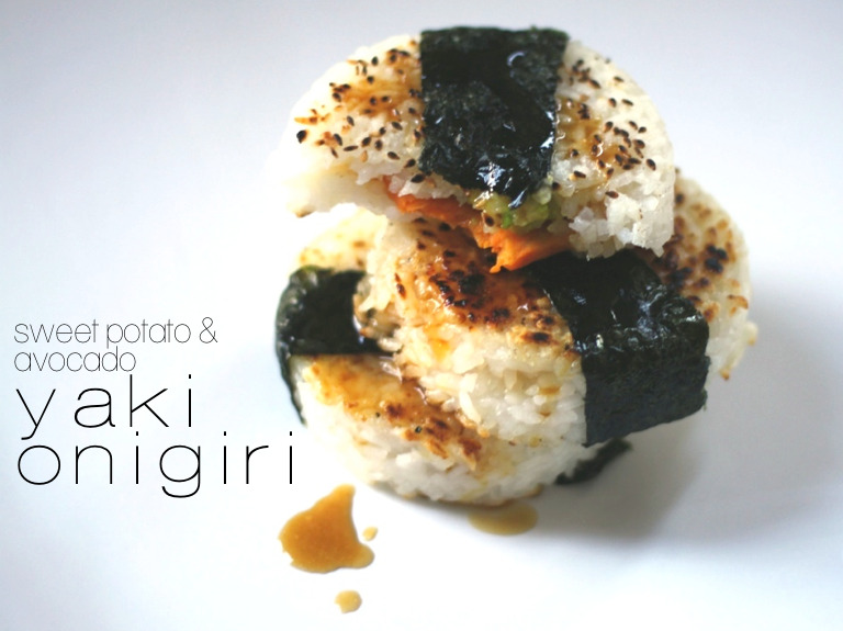 beautifulpicturesofhealthyfood:  Sweet Potato &amp; Avocado Yaki Onigiri: a great