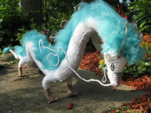 kidscreations: yarnmonger:  Haku/Kohaku, from Miazaki’s Spirited Away. I love him so much. It&