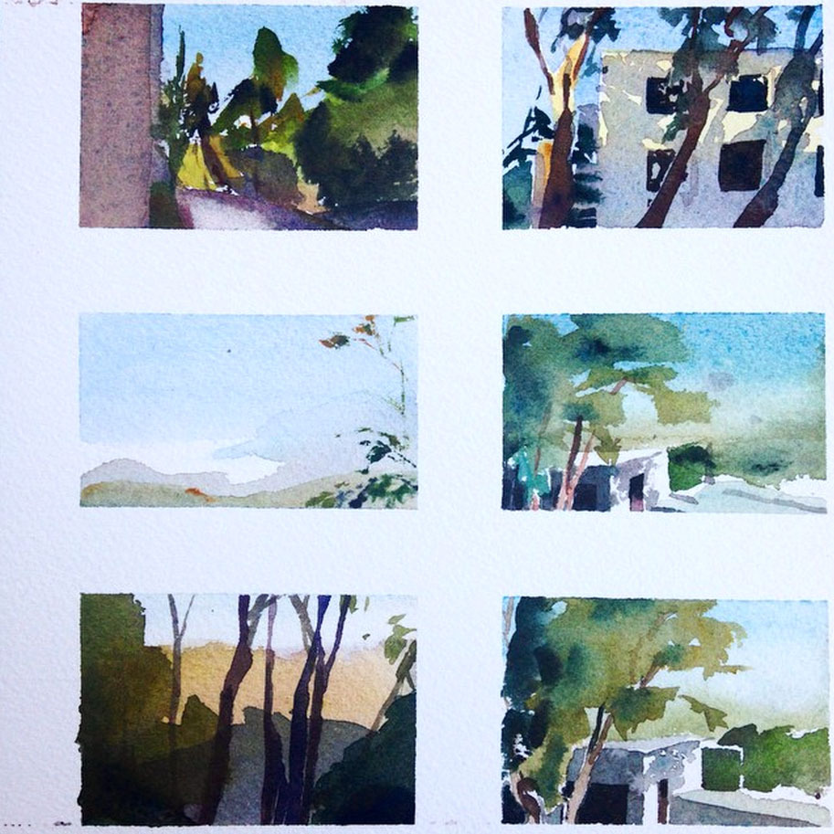 april-liu:  mini watercolor plein aire dumpeach painting is about 1 in x 1.5 in
