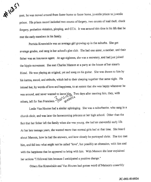 Dylan's Essay On Charles Manson (12 Pgs. '98)