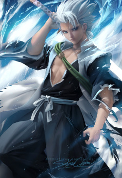 sakimichan:   My painting of Hitsugaya from