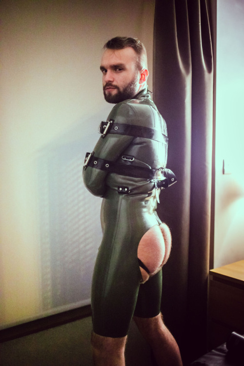 pigfun:  I had my new straight jacket finished by @regulation-london recently. I fucking love it. Back Entry, Nipple Zips, Belting,It can also be strapped down to my thighs because of special buckles in the hands, and  there’s even little wrist zips