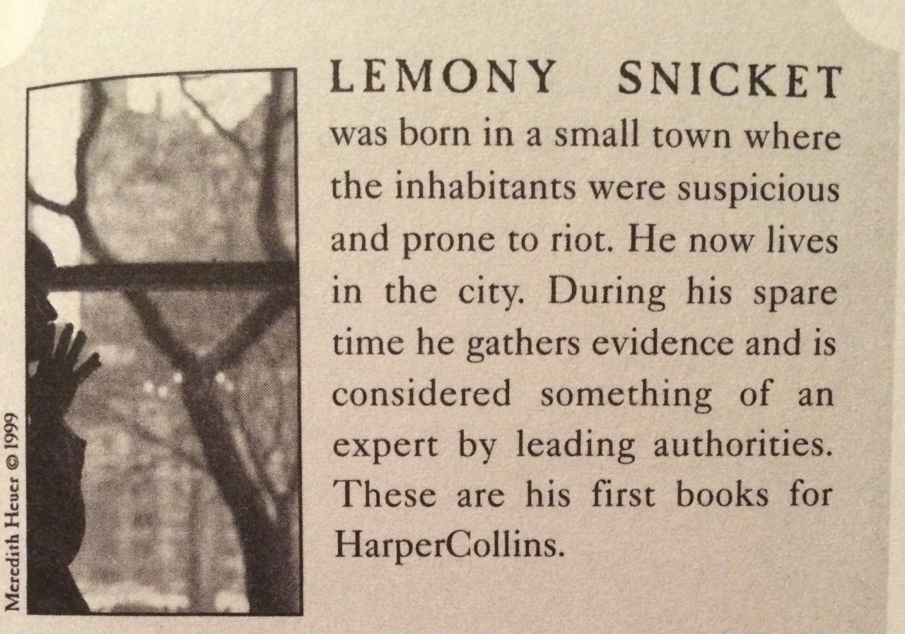 penamor:   Lemony Snicket’s “About the Author” pages  