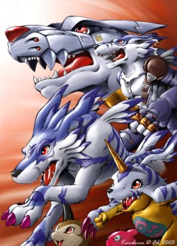 czarcastic-dog:  The entire Garurumon Digivolution line. Again, artist has signed the picture, but I cannot find the original/official site. Whoever they are, they have the best artwork of the Garurumon line I’ve ever seen.