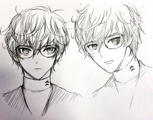04.08.2017 - sketched some Persona5 heads. I am trying to make them fall in love 