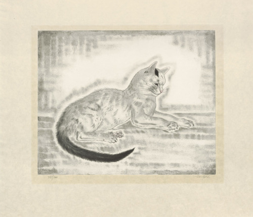 Tsuguharu Foujita, Les Chats, 1930. Aquatint. Published by Apollo, Éditions Artistiques, Paris. Via 