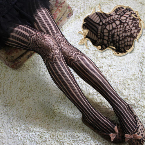 YESSTYLE: SHY SHY- Eyelet Tights (Black - One Size) - Free ...