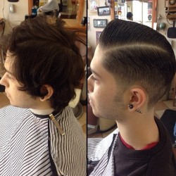 vintagebarbershop:  Before &amp; after haircut by Eric @foureyedxhandsomeman #staygoldbarbershop #fontana #suavecitopomade #stayfirme - @staygoldbarbers- #webstagram 