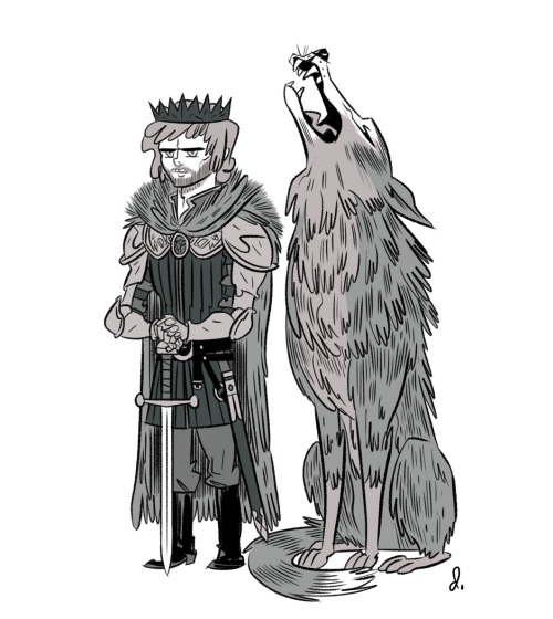 Another A Game of Thrones doodle. Rob Stark and Grey Wind, this time.
King in the North!