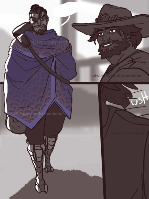 ludwigplayingthetrombone:Lil welcome home thing. hanzo was off helping genji with something and cowb