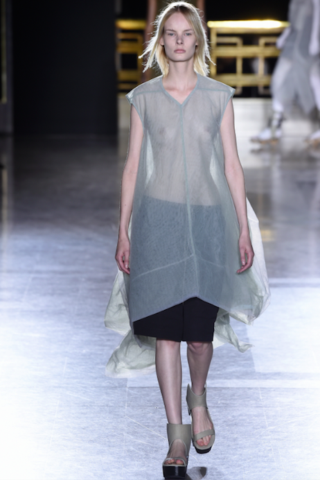 Sheer fabrics are still here.. Boobies you can&rsquo;t hide.  Rick Owens S/S 15