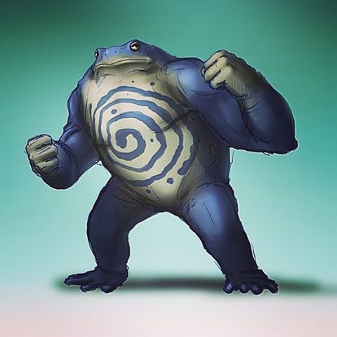 catandcrown:  Getting there with this one. Big old frogman. #pokemon #realisticpokemon #poliwrath #water #fighting #art #sketch #digitalart #nintendo 