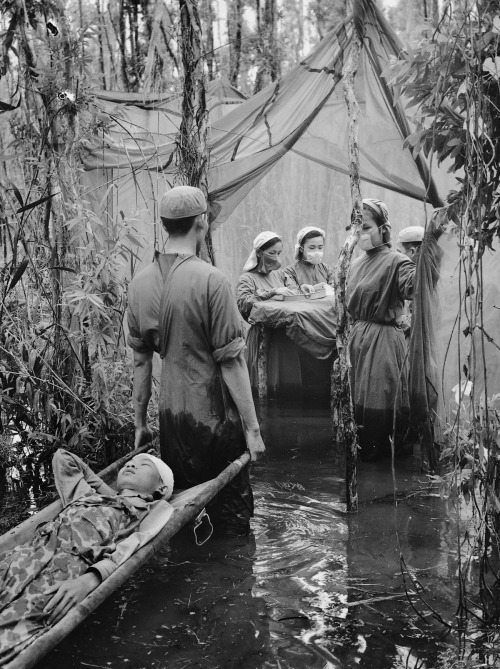 back-then: Vietnam 1970 Improvised operating room in a mangrove swamp. Image: Vo Anh Khanh/Another V