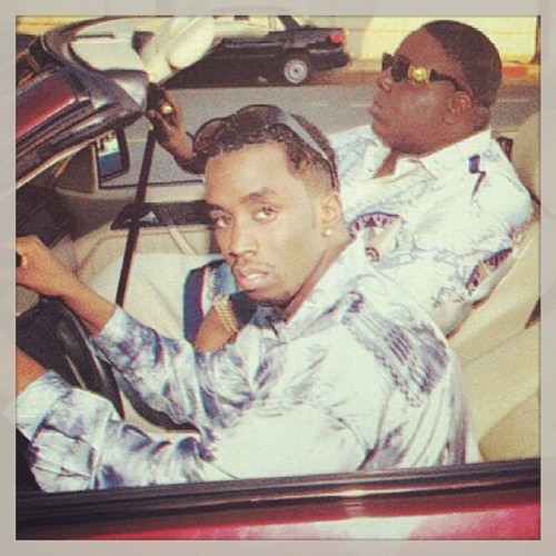 #Tbt Diddy fka Puff Daddy and The Notorious B.I.G. riding with the top down. #classic #LoudHipHop #h