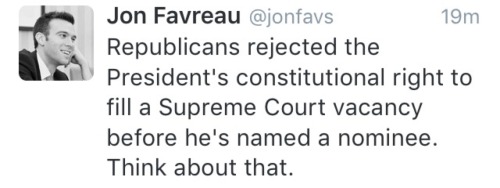 periegesisvoid:  “The people should get a say in the next justice” well they fucking elected Obama too, TWICE   That’s what I said!!! Did we not elect him? Plus, like, what? The people have never had a say??? SC justice appointments are not