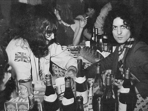 kalmiyh:Marc Bolan, aka The Godfather of Punk, with Johnny and Joey Ramone, after their concert