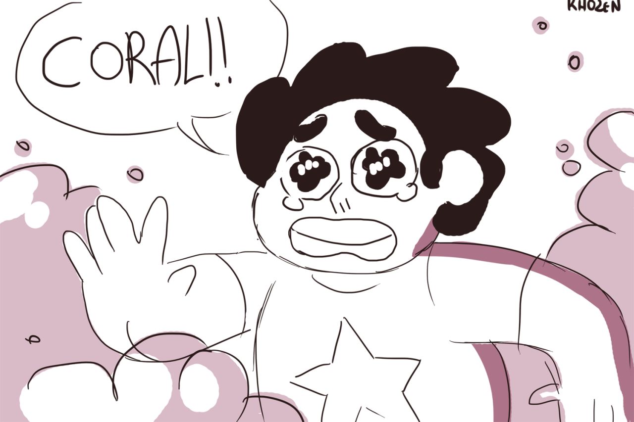 khozen:  my take on a possible pearlnet fusion gem, coral! I like to think she’d