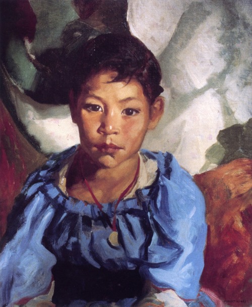 artist-henri: Juanita (also known as Juanita in Blue), 1917, Robert Henri
