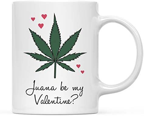 Andaz Press Valentine’s Day 11oz. Coffee Mug Gift, Juana Be My Valentine?, 1-Pack, Marijuana 420 Pot