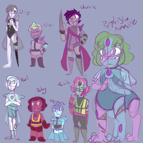 Some OCs of mine and @assassination-artroom Pearl, Ruby, Aquamarine, and Zoisite all stay fused as t