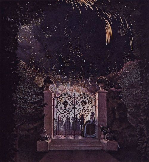 lyghtmylife:Konstantin Somov [Russian Symbolist Painter, 1869-1939]Fireworks in the Park (Фейерверк 