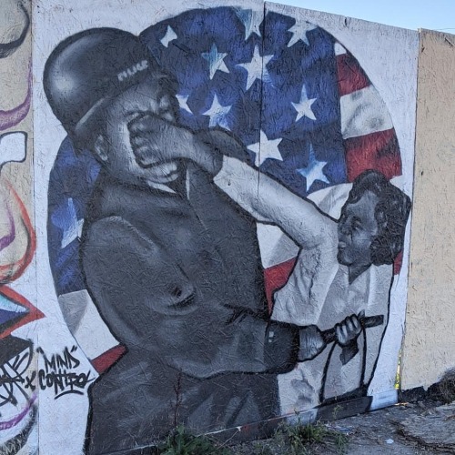 Mural in Bristol, UK portraying a famous civil-rights era photo fro the USA