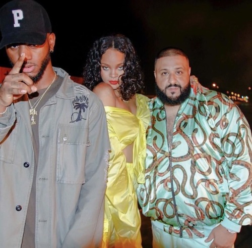 Rihanna, Bryson Tiller and DJ Khaled on set of their Music Video in Miami