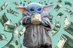 sometimesangryblackwoman:that-phat-chic-deactivated20200:This is the Baby Money Yoda, reblog in the next 60 seconds of seeing this to receive a blessing from our green bean prince.He’s my favorite Baby Yoda. 