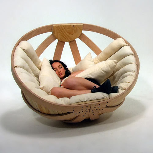 waterbears:  gayalienspacerocks:  iqagency:  Meet Cradle.This rocking chair is named “Cradle” was designed for creating a safe, comfortable, and relaxing space in which the user can dissipate the overstimulation of their senses. The design was heavily