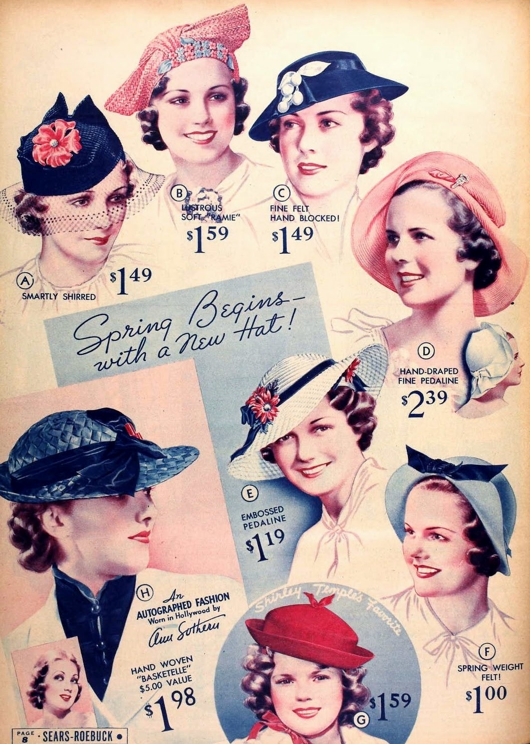 vintagefashionandbeauty:  Hats for spring in the Sears catalog, 1936. (♥) 